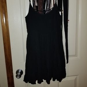 Black summer pleated strappy dress